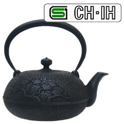 IH対応南部鉄瓶　平丸菊2.2L