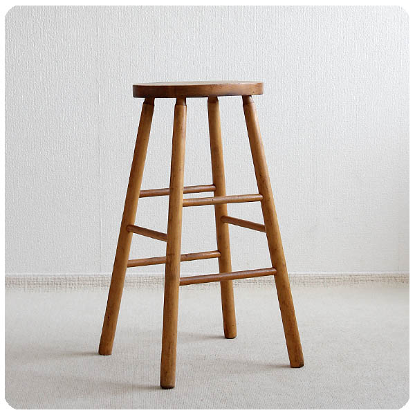 イギリス ヴィンテージ家具 ハイスツール 木製椅子 ナチュラル 店舗什器 「カウンターチェア」K-011