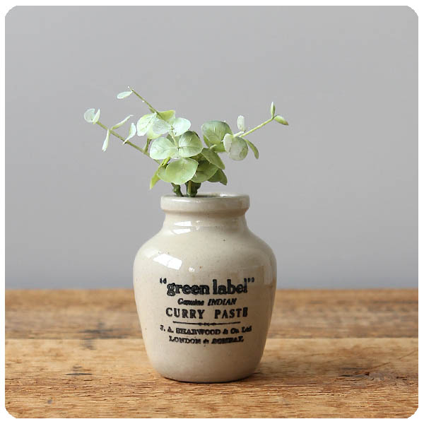 イギリス アンティーク雑貨 カレーペーストポット 陶器ボトル インテリア雑貨「CURRY PASTE」K-019