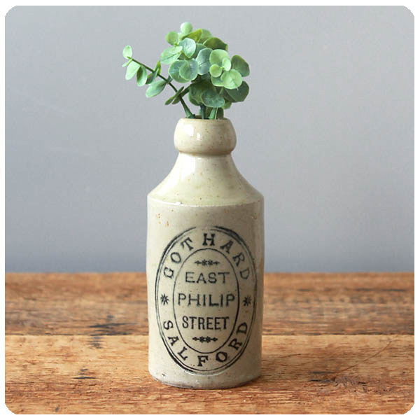 イギリス アンティーク雑貨 陶器ボトル ジンジャービアボトル 花器 店舗什器 「フラワーベース」K-057