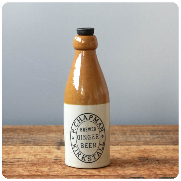 イギリス アンティーク ジンジャービアボトル 蓋付き インテリア 陶器 店舗什器 「フラワーベース」K-137