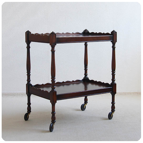 イギリス アンティーク調 キッチンワゴン トロリー キャスター付き 家具 店舗什器 「マホガニー」K-176