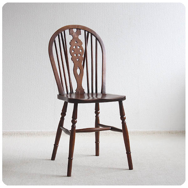 イギリス アンティーク ホイールバックチェア 木製椅子 ダイニングチェア インテリア 家具 店舗什器 K-289