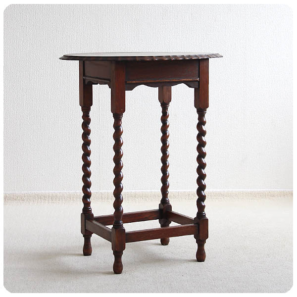 イギリス アンティーク オケージョナルテーブル オーク材 ツイストレッグ インテリア 家具 店舗什器 K-327