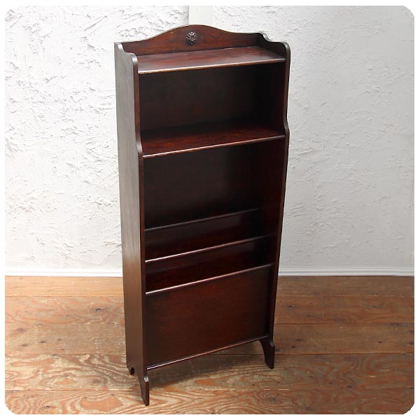 イギリス アンティーク オーク マガジンラック 本棚 収納 ディスプレイ インテリア 家具 店舗什器 K-458