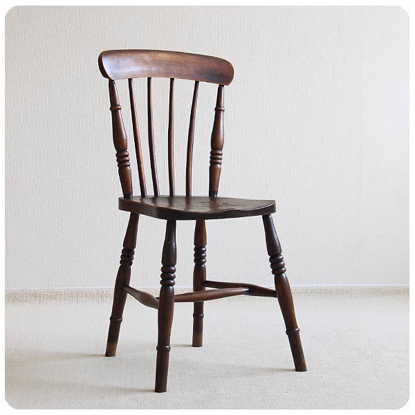 イギリス アンティーク キッチンチェア 木製椅子 古木 カントリー インテリア 家具 店舗什器 K-565