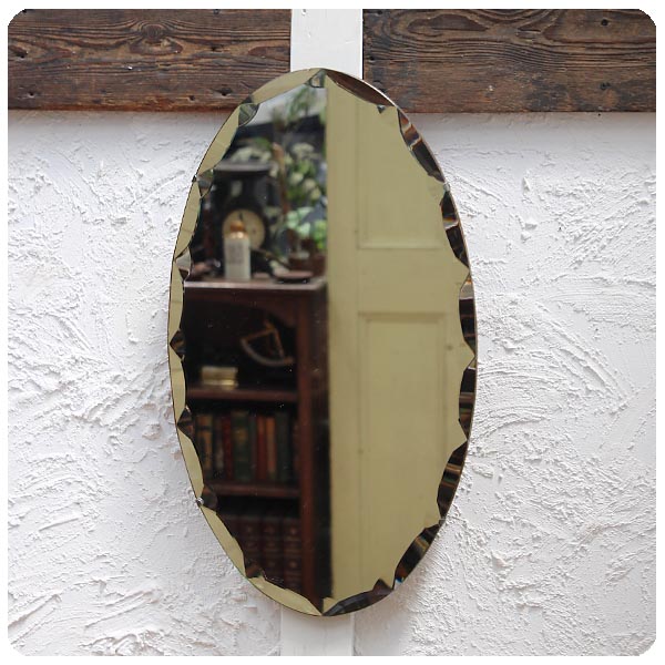 イギリス アンティーク ウォールミラー 壁掛け鏡 カットガラス インテリア 雑貨 店舗什器 K-624