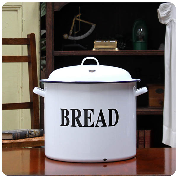 イギリス ヴィンテージ ホーローブレッド缶 琺瑯缶 パンケース キッチン雑貨 小物入れ 店舗什器 K-689