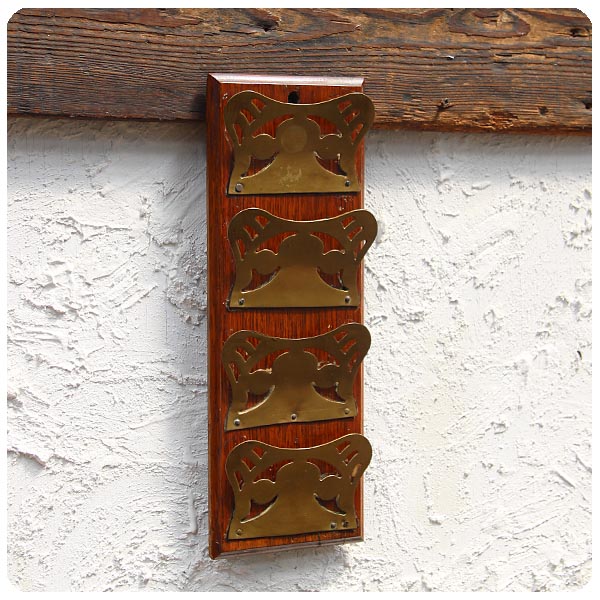 イギリス アンティーク レターラック ブラス オーク 壁掛け インテリア 雑貨 店舗什器 K-708