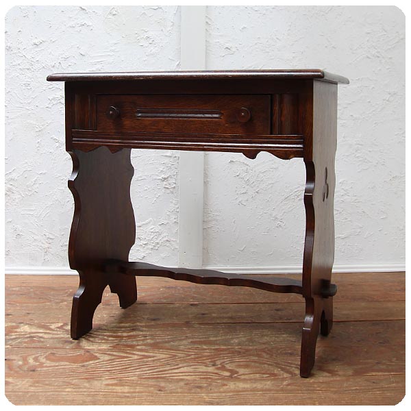 イギリス アンティーク調 引き出し付きコンソールテーブル サイドテーブル 店舗什器 ディスプレイ オーク材 家具 K-796