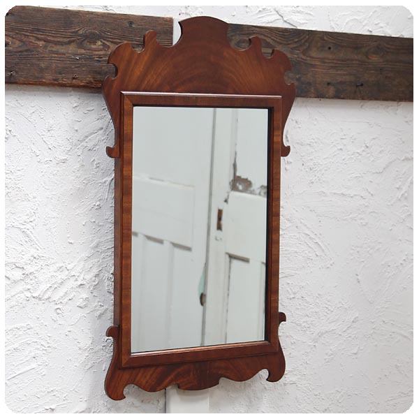 イギリス アンティーク Reprodux ウォールミラー マホガニー 壁掛け鏡 店舗什器 ディスプレイ ビンテージ 雑貨 K-800