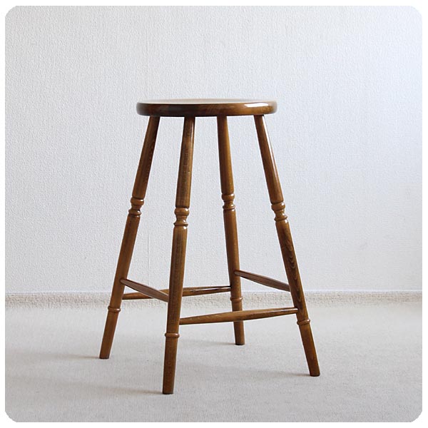 イギリス アンティーク調 ハイスツール 木製椅子 飾り台 インテリア 店舗什器 ディスプレイ ビンテージ 家具 K-893