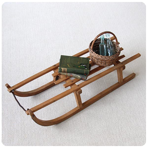イギリス ヴィンテージ 木製ソリ スレッド インテリア ディスプレイ そり 店舗什器「ガーデニングアイテム」K-982