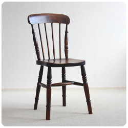 イギリス アンティーク キッチンチェア 家具 一枚板座面 古木 店舗什器 「無垢材椅子」K-107