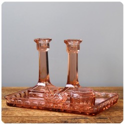 イギリス アンティーク ガラスドレッシングセット キャンドルスタンド インテリア 雑貨「トリンケットセット」K-953