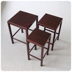 イギリス アンティーク ネストテーブル 木製 古木 飾り台 インテリア 家具 店舗什器「入れ子式テーブル」K-964