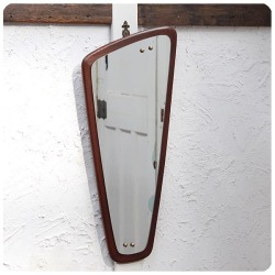 イギリス ヴィンテージ ウォールミラー チーク ミッドセンチュリー 壁掛け鏡 北欧スタイル「魅力的な空間演出に」K-974