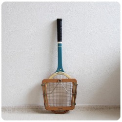 イギリス ヴィンテージ 木製テニスラケット/ラケットプレス付き/インテリア/Dunlop M-145