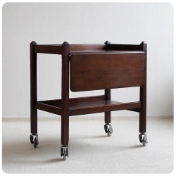 イギリス アンティーク ドロップリーフキッチンワゴン/ティーテーブル/トロリー//マホガニー材【Flexelloキャスター付き】M-603