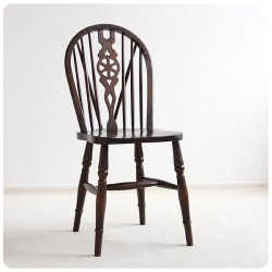 イギリス アンティーク調 ホイールバックチェア 木製椅子 インテリア 家具「車輪モチーフ」P-324