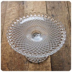 イギリス アンティーク ケーキスタンド ガラス コンポート皿 プレスガラス 食器 雑貨 P-869