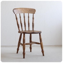 イギリス アンティーク キッチンチェア 古木 椅子 無垢材 インテリア カントリー 家具 店舗什器「一枚板座面」Q-006