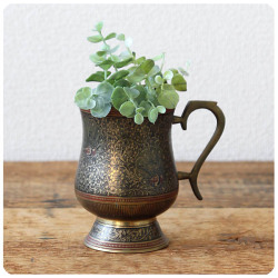 イギリス アンティーク調 タンカード ビアジョッキ 真鍮 マグカップ インテリア 雑貨 店舗什器「フラワーベースにも」Q-056