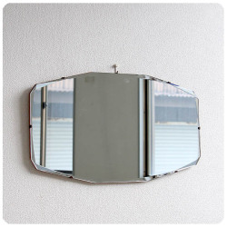 イギリス アンティーク ウォールミラー 壁掛け鏡 アールデコ インテリア ディスプレイ 店舗什器「カットガラス」Q-080