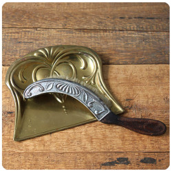 イギリス アンティーク BELDRAY クラムトレイ＆ブラシ ちりとり 真鍮 ブラシ インテリア 雑貨 店舗什器「ダストパン」Q-150