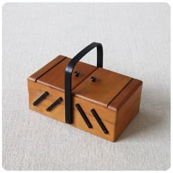 イギリス アンティーク ソーイングボックス 裁縫箱 小物入れ 収納 インテリア 家具 店舗什器「持ち手付き」Q-161