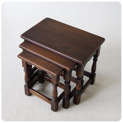 イギリス アンティーク調 Jaycee ネストテーブル オーク材 家具 インテリア ヴィンテージ 店舗什器【入れ子式テーブル】Q-288