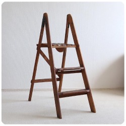 イギリス アンティーク 折りたたみ式 ステップラダー/脚立/シャビー/店舗什器/オールドパイン/家具【店舗ディスプレイ】T-424