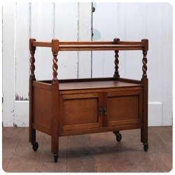 イギリス アンティーク キッチンワゴン/オーク材家具/キャスター/トロリー/ドロワー/飾り台/店舗什器【うれしい引き出し付き】T-708