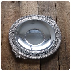 イギリス アンティーク シルバープレート製 トレイ/銀メッキ/お盆/盛皿/キッチン雑貨/サルヴァ【Wm. Rogers & Son】T-713