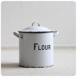 イギリス アンティーク ホーロー製 フラワー缶 キャニスター 小麦粉保存用 雑貨 「FLOUR」V-724