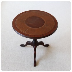 イギリス アンティーク調 レザートップ ワインテーブル/革張り/マホガニー材家具/サイドテーブル/花台/レア【飾り台にも！】Z-442