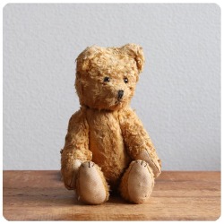 イギリス アンティーク テディベア/ぬいぐるみ/蚤の市/全長約22cm/コレクター品/雑貨【表情がキュートなクマさん】Z-634