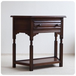 イギリス アンティーク調家具 コンソールテーブル/オーク材/ドロワー/店舗什器/花台/英国【うれしい引き出し付き】Z-682