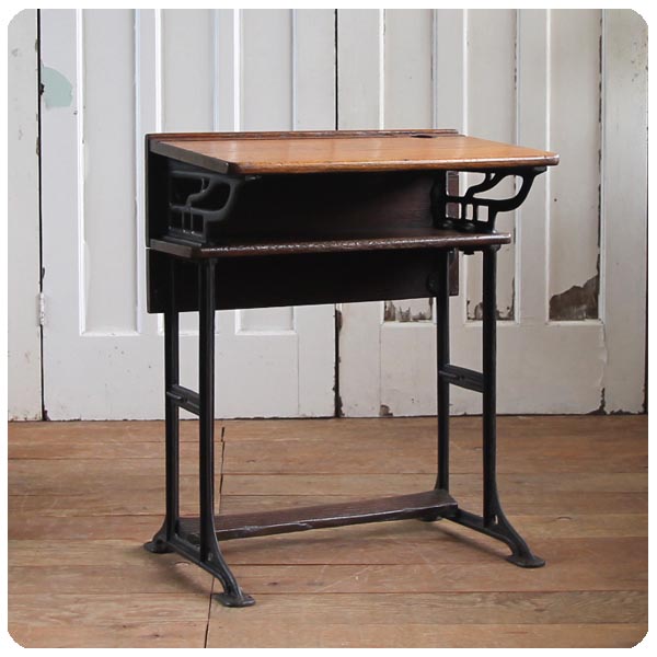 イギリス 机 木目 アンティーク スクールデスク レトロ くびれ 