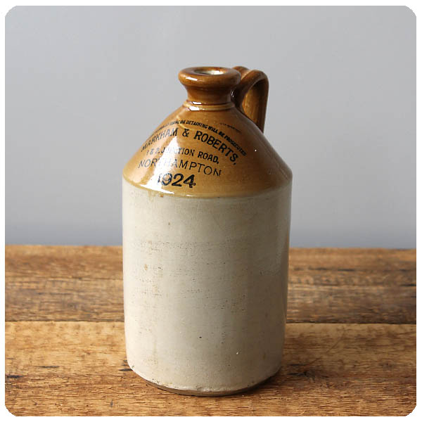 イギリスアンティーク　陶器ミルクボイラー イギリス アンティーク雑貨 ビアボトル 陶器 容器 フラワーベース 店舗