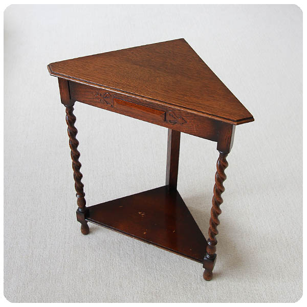 イギリス アンティーク コーナーテーブル 飾り台 オーク材 家具 店舗