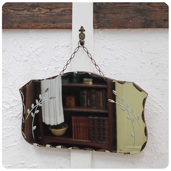 イギリス アンティーク ウォールミラー 壁掛け鏡 K-625