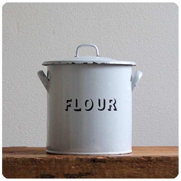 イギリス アンティーク ホーローフラワー缶/FLOUR/キャニスター/小麦粉  