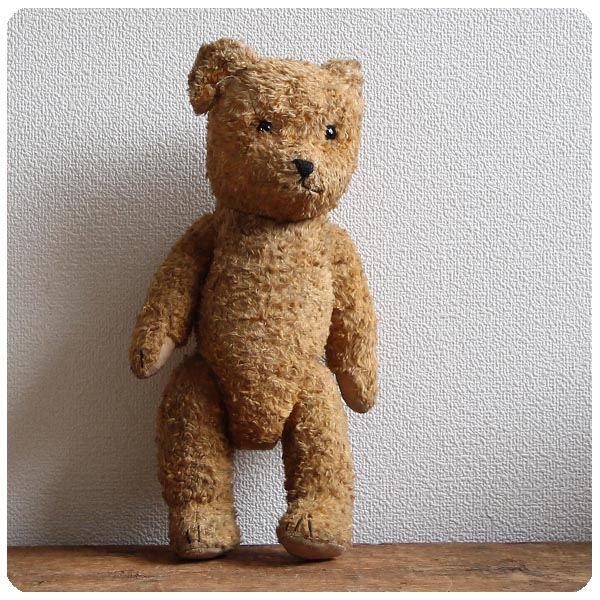 イギリス アンティーク テディベア/ぬいぐるみ/蚤の市/全長約43cm  