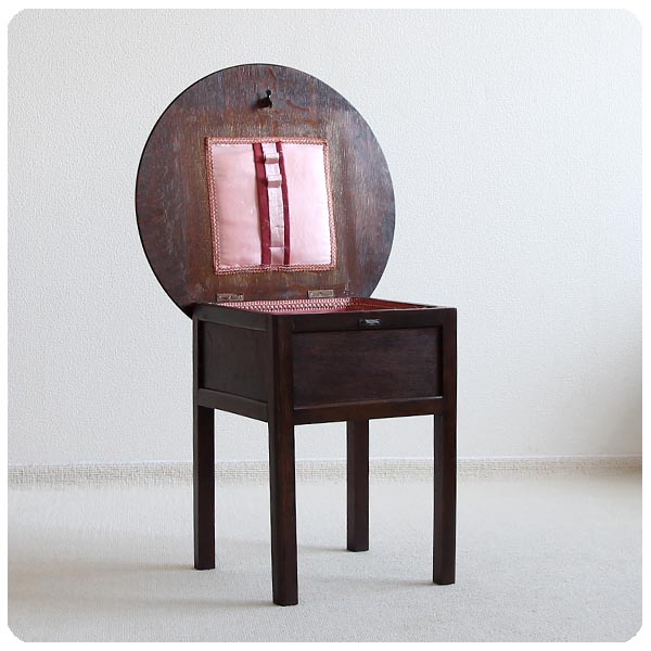 イギリス アンティーク ソーイングボックス/裁縫箱/机/収納家具/丸