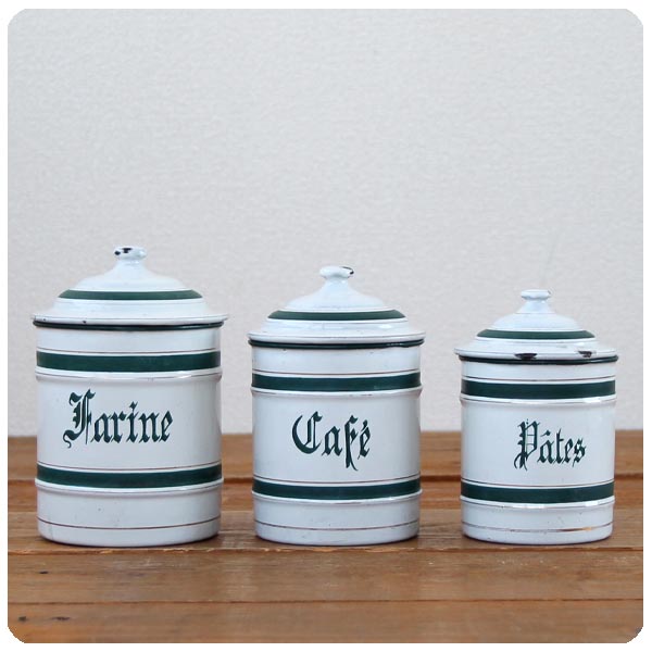 ベルギー アンティーク ホーローキャニスター3個セット N-752  