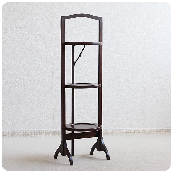 イギリス アンティーク ケーキスタンド3段 オーク材 飾り台 店舗什器