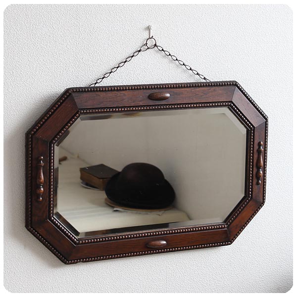 イタリア カリガリス 壁掛けミラー 不条理 鏡 立て掛け 木枠 大型  