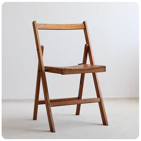 古家具ビンテージ品◾️木製 トゲトゲしく 折り畳みチェア  