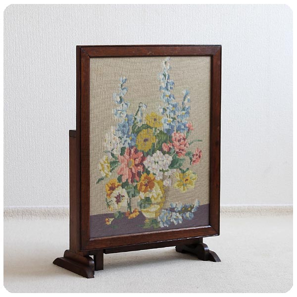 ヴィンテージ家具イタリアアンティーク ファイヤースクリーン/両面刺繍 ヴィンテージ家具イタリアアンティーク ファイヤースクリーン